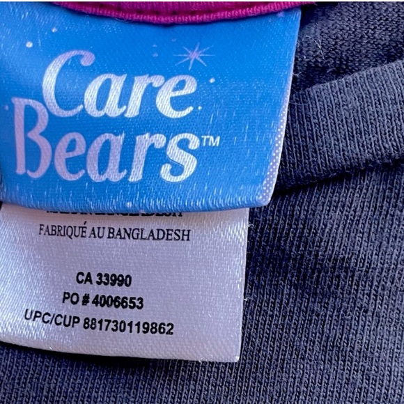 CARE BEARS BABY TEE GRUMPY BEAR HAPPY BEAR HUG CHARCOAL GREY PINK BLUE GLITTER - Picture 8 of 8